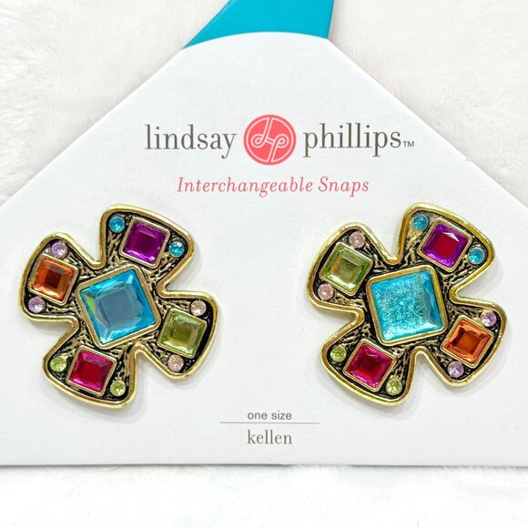 Lindsay Phillips Interchangeable Snaps "Kellen" Colorful Faux Gem Snaps - New - Picture 2 of 3